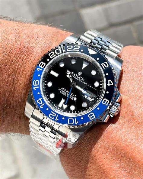 rolex gmt master 2 street style men batman|rolex batman gmt for sale.